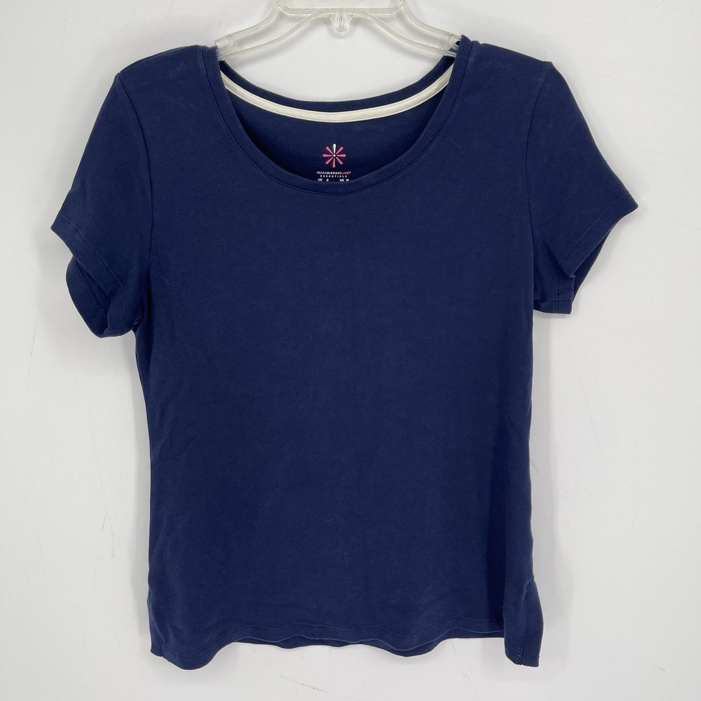 Isaac Mizrahi Live Women's Navy Cotton Scoop Neck Short Sleeve T-Shirt Size S